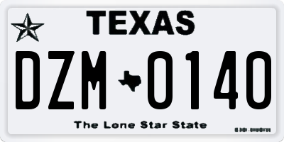 TX license plate DZM0140
