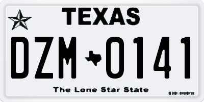 TX license plate DZM0141