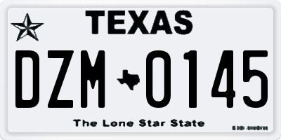 TX license plate DZM0145