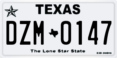 TX license plate DZM0147