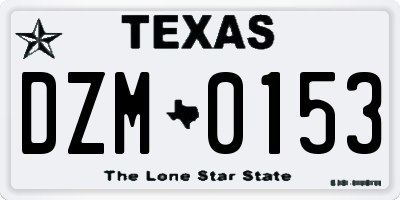 TX license plate DZM0153