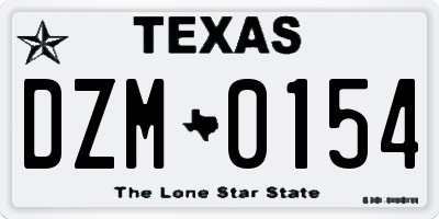 TX license plate DZM0154