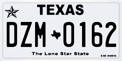 TX license plate DZM0162