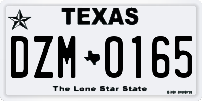 TX license plate DZM0165