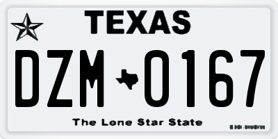 TX license plate DZM0167