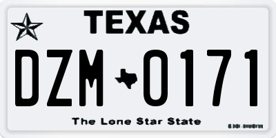 TX license plate DZM0171