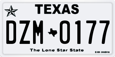TX license plate DZM0177