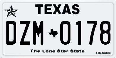 TX license plate DZM0178
