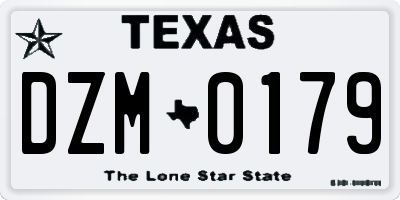 TX license plate DZM0179