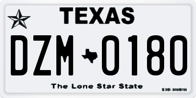 TX license plate DZM0180
