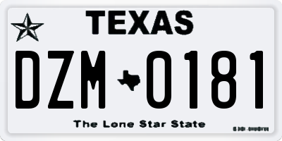 TX license plate DZM0181