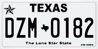 TX license plate DZM0182