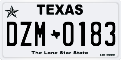 TX license plate DZM0183