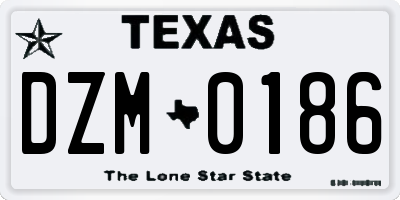 TX license plate DZM0186