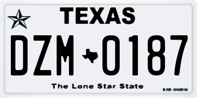 TX license plate DZM0187