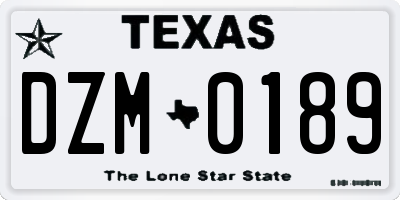 TX license plate DZM0189
