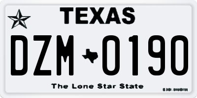 TX license plate DZM0190