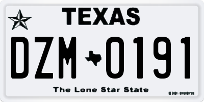 TX license plate DZM0191
