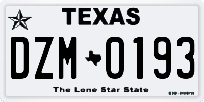 TX license plate DZM0193
