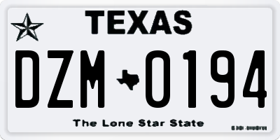 TX license plate DZM0194