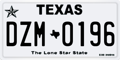 TX license plate DZM0196