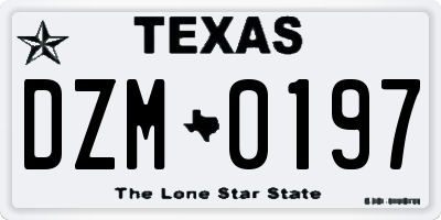 TX license plate DZM0197