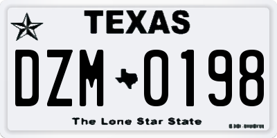 TX license plate DZM0198