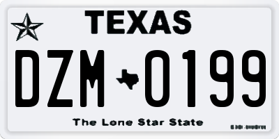 TX license plate DZM0199