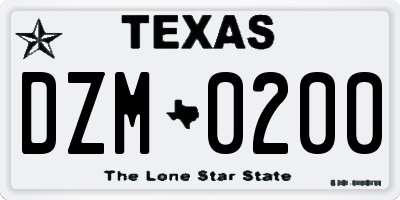 TX license plate DZM0200