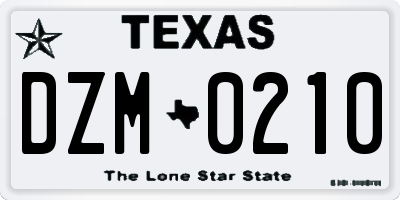 TX license plate DZM0210