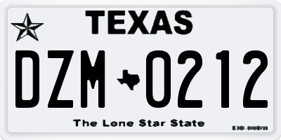 TX license plate DZM0212