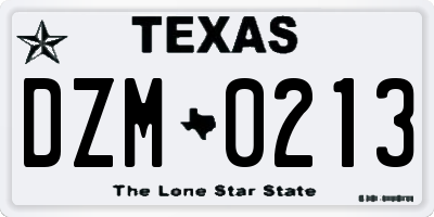 TX license plate DZM0213