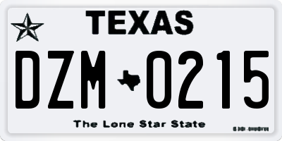 TX license plate DZM0215