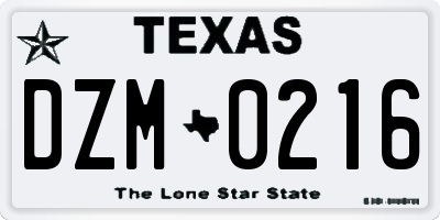 TX license plate DZM0216
