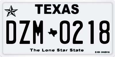 TX license plate DZM0218