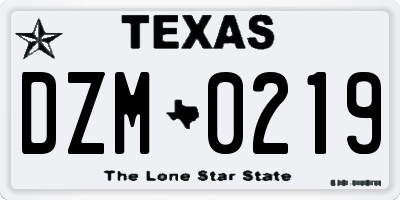TX license plate DZM0219