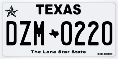 TX license plate DZM0220