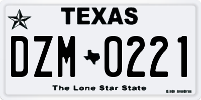 TX license plate DZM0221