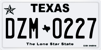 TX license plate DZM0227