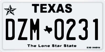 TX license plate DZM0231