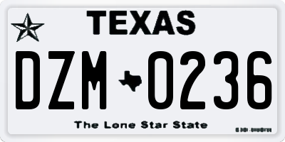 TX license plate DZM0236