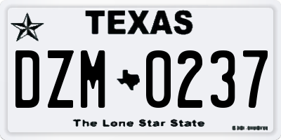 TX license plate DZM0237