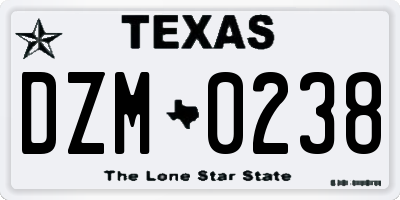 TX license plate DZM0238