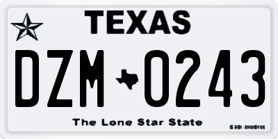 TX license plate DZM0243