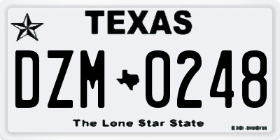 TX license plate DZM0248