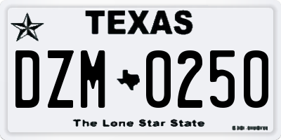 TX license plate DZM0250