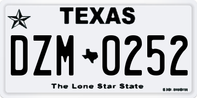 TX license plate DZM0252