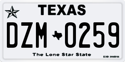 TX license plate DZM0259