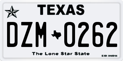 TX license plate DZM0262