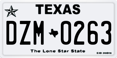 TX license plate DZM0263